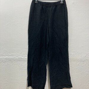 By Ying's Pull-On Wide Leg Pants Elastic Waist Pockets Textured Black Minimalist